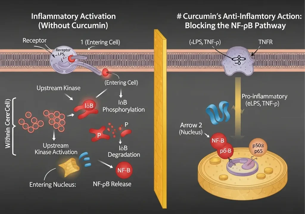 How Curcumin Blocks the NF-κB Inflammatory Pathway - Step-by-Step Mechanism
