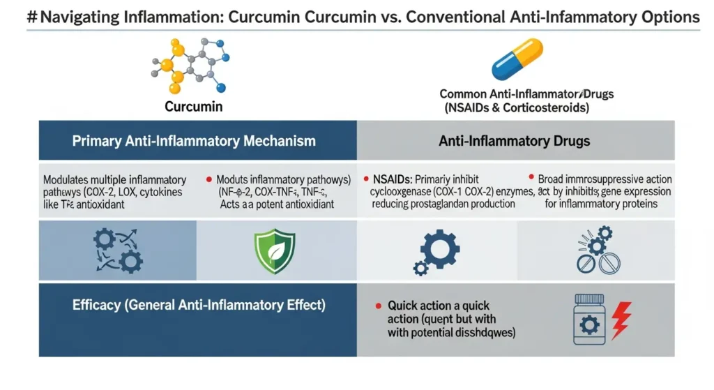 Curcumin vs Pharmaceutical Anti-Inflammatories: Safety & Efficacy Comparison Chart